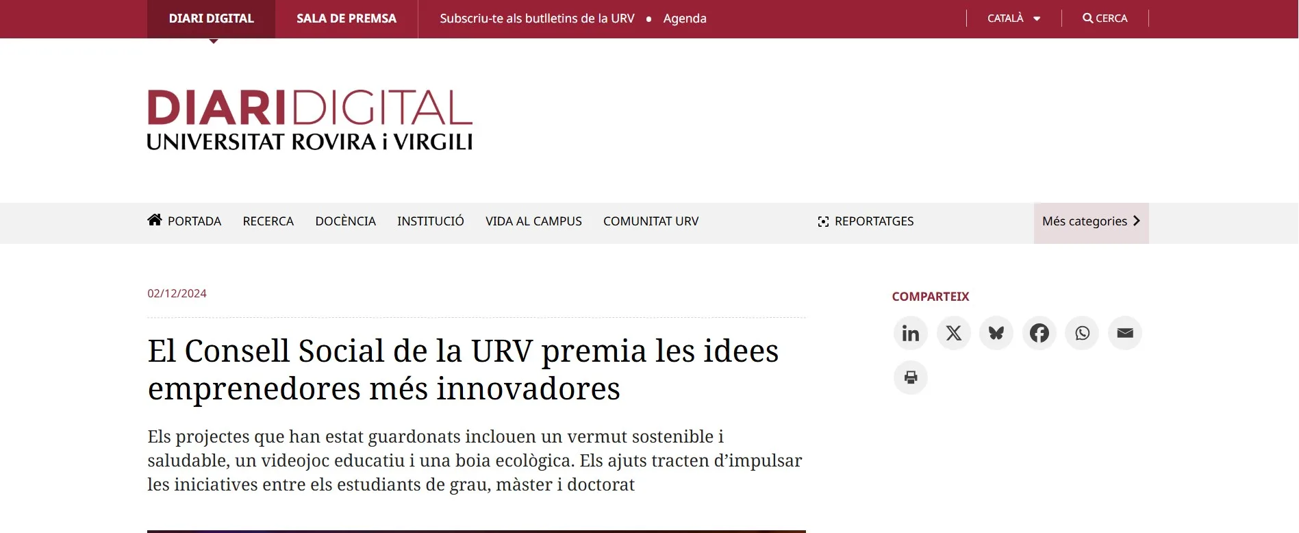 URV Consell Social premia ideas innovadoras